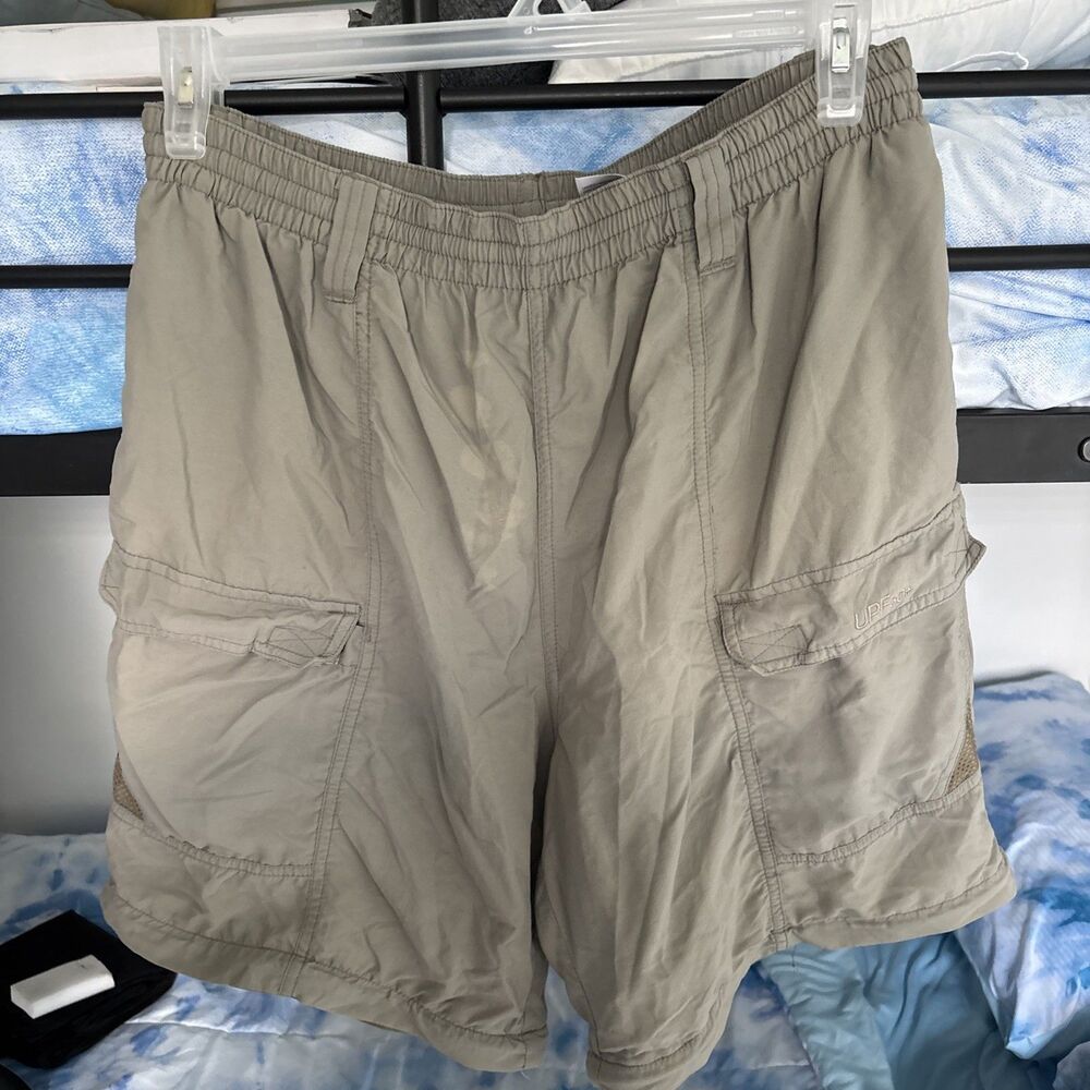 Columbia PFG Men’s L Fishing Swimming Netted Shorts Large Khaki Pockets